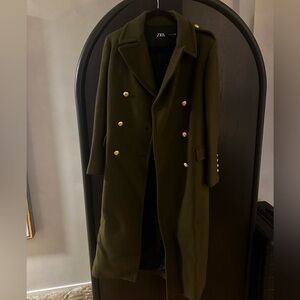 Zara army green coat long